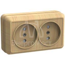 Розетка 2-м ОП Октава 10А IP20 без заземл. сосна IEK ERO20-K03-10-DC