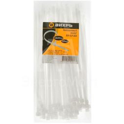 Хомуты нейлоновые (стяжки) белые 100 шт. Вихрь 4,8*200 Б