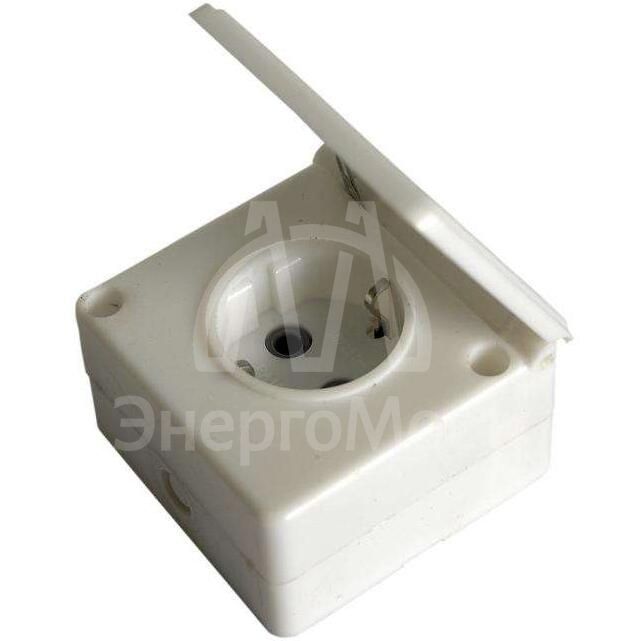 Розетка 1-м ОП с заземл. IP44 бел. БЕЛТИЗ РА 16-005