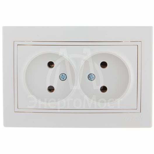 Розетка 2-м СП Мира 16А IP20 без заземл. керам. бел./бел. LEZARD 701-0202-128