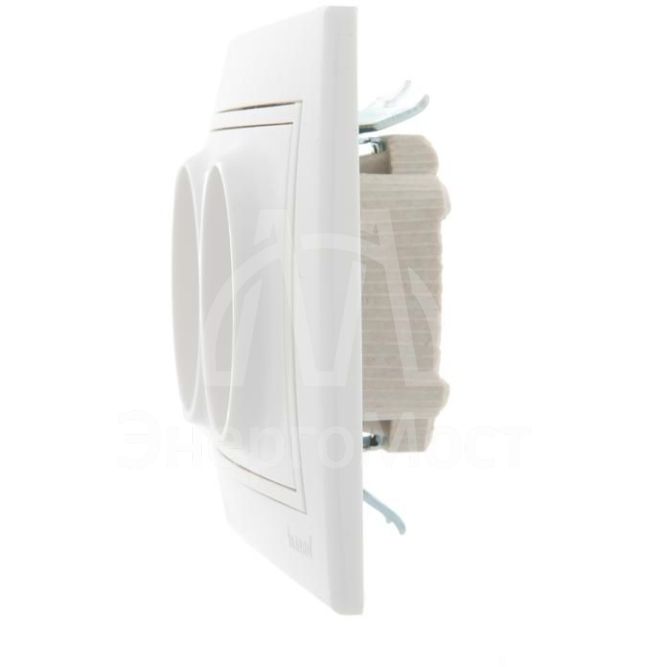 Розетка 2-м СП Мира 16А IP20 без заземл. керам. бел./бел. LEZARD 701-0202-128