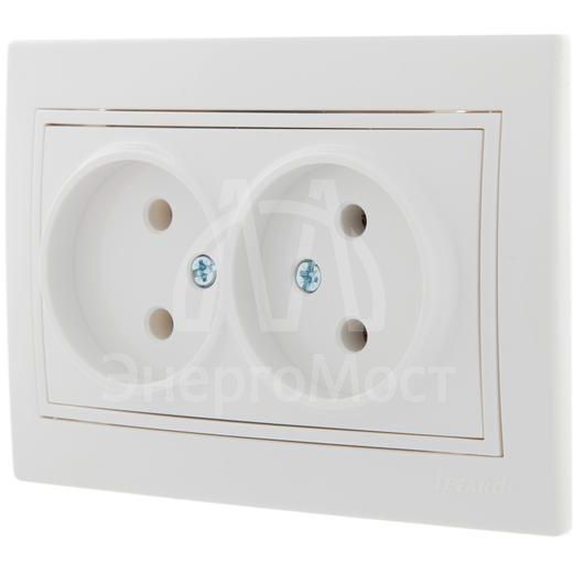 Розетка 2-м СП Мира 16А IP20 без заземл. керам. бел./бел. LEZARD 701-0202-128