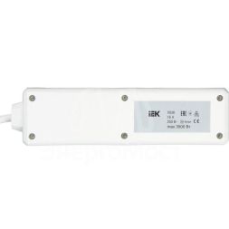 Удлинитель 3х1.5м с заземл. 16А IP20 У03К с выкл. ПВС 3х1 IEK WYP10-16-03-01-ZK-17