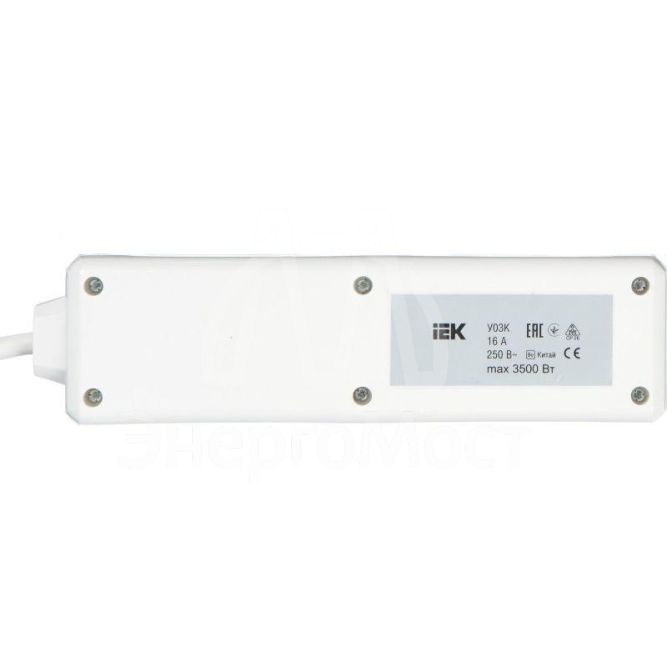 Удлинитель 3х1.5м с заземл. 16А IP20 У03К с выкл. ПВС 3х1 IEK WYP10-16-03-01-ZK-17