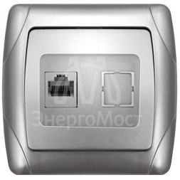 Розетка компьютерная 1-м СП Маргарита RJ45 серебр. UNIVersal М0035-S