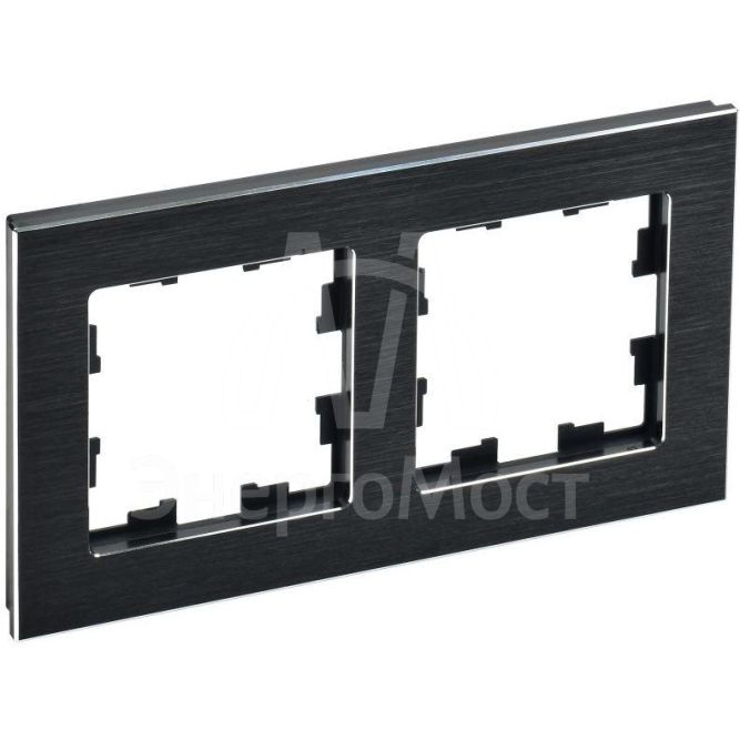 Рамка 2-м BRITE РУ-2-1-БрЧ металл черн. IEK BR-M22-M-K02
