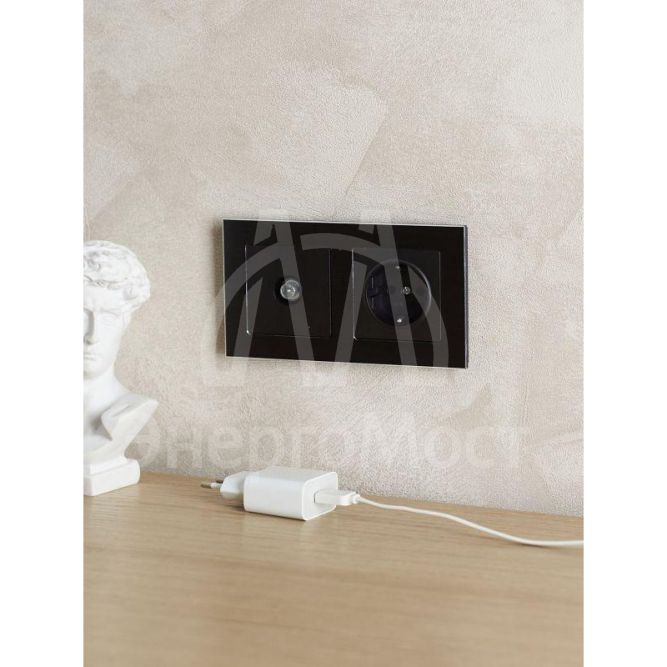 Рамка 2-м BRITE РУ-2-1-БрЧ металл черн. IEK BR-M22-M-K02