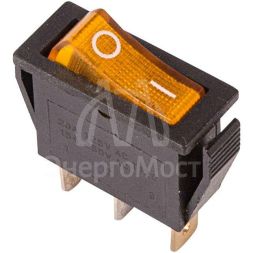 Выключатель клавишный 250В 15А (3с) ON-OFF RWB-404 SC-791 IRS-101-1C желт. с подсветкой Rexant 36-2212