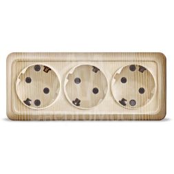 Розетка 3-м ОП Олимп с заземл. сосна UNIVersal 1173