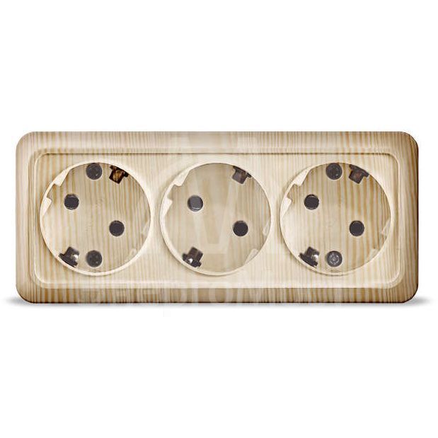 Розетка 3-м ОП Олимп с заземл. сосна UNIVersal 1173