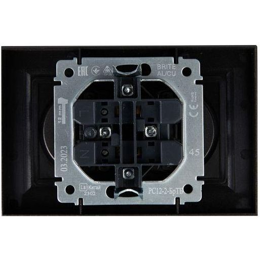 Розетка 2-м СП BRITE РС12-2-БрТБ 10А в сборе без заземл. без защ. шторок бр. IEK BR-R20-10-K45-F