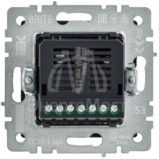 Термостат электронный с индикацией BRITE СП IP20 ТС10-1-БрГ графит IEK BR-RT11-K53