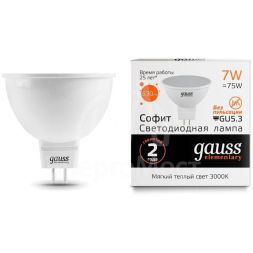 Лампа светодиодная Elementary MR16 7Вт 3000К тепл. бел. GU5.3 530лм 220-240В Gauss 13517