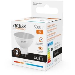 Лампа светодиодная Elementary MR16 7Вт 3000К тепл. бел. GU5.3 530лм 220-240В Gauss 13517