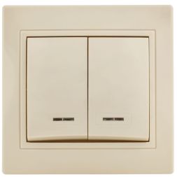Выключатель 2-кл. СП Кварта 10А IP20 ВС10-2-1-ККм с индикацией крем. IEK EVK21-K33-10-DM