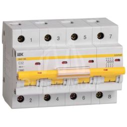 Выключатель автоматический модульный 4п C 32А 10кА ВА47-100 KARAT IEK MVA40-4-032-C