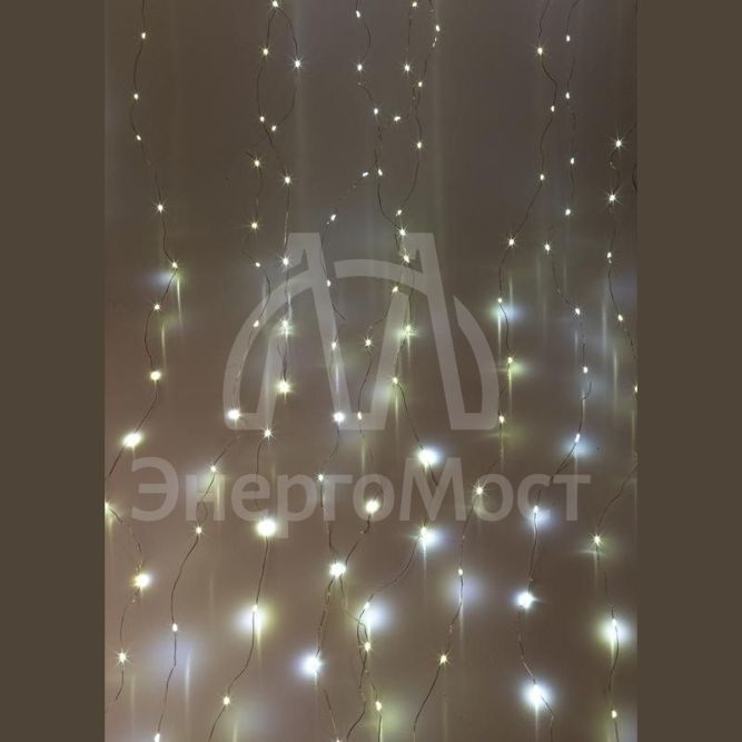 Гирлянда светодиодная &amp;quot;Дождь&amp;quot; 3х2м 240LED мультиколор 8 режимов 220В 1.5мм провод прозр. КОСМОС KOC_CUR-V107