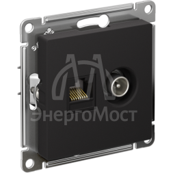 Механизм розетки компьютерной 2-м AtlasDesign RJ45 кат.5E+TV карбон SchE ATN001089