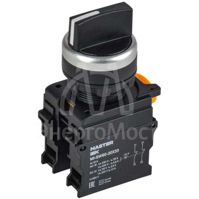 Переключатель 3 полож. 2НЗ возвратный черн. MASTER IEK MI-SW60-20X33-5-24-3-K02