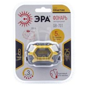 Фонарь GB-701 налобный &amp;quot;Практик&amp;quot; 5Вт COB 3xAAA сенсор 3 режима блист. ЭРА Б0027819