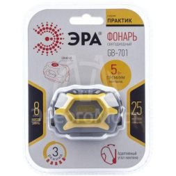 Фонарь GB-701 налобный &amp;quot;Практик&amp;quot; 5Вт COB 3xAAA сенсор 3 режима блист. ЭРА Б0027819