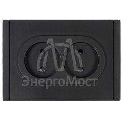 Розетка 2-м СП FORTE&amp;amp;PIANO FP126 10А без заземл. без защ. шторок безвинт. крепл. черн. IEK FP-R20-10-1-K02