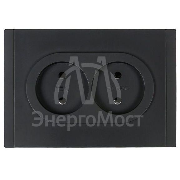 Розетка 2-м СП FORTE&amp;amp;PIANO FP126 10А без заземл. без защ. шторок безвинт. крепл. черн. IEK FP-R20-10-1-K02
