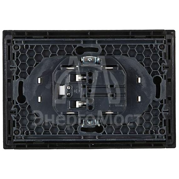 Розетка 2-м СП FORTE&amp;amp;PIANO FP126 10А без заземл. без защ. шторок безвинт. крепл. черн. IEK FP-R20-10-1-K02