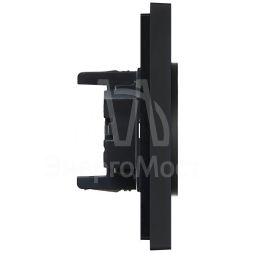 Розетка 2-м СП FORTE&amp;amp;PIANO FP126 10А без заземл. без защ. шторок безвинт. крепл. черн. IEK FP-R20-10-1-K02