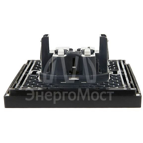 Розетка 2-м СП FORTE&amp;amp;PIANO FP126 10А без заземл. без защ. шторок безвинт. крепл. черн. IEK FP-R20-10-1-K02