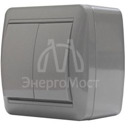 Выключатель 2-кл. ОП Клио 10А IP44 сер. UNIVersal К2223-Gr