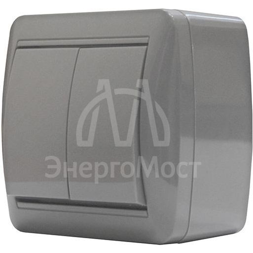 Выключатель 2-кл. ОП Клио 10А IP44 сер. UNIVersal К2223-Gr