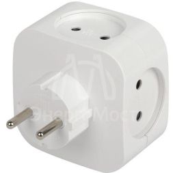 Разветвитель электрический SP-4-USB-W на 4 розетки 220В+ 2xUSB 2400мА без заземл 10А бел. Эра Б0049532