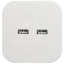 Разветвитель электрический SP-4-USB-W на 4 розетки 220В+ 2xUSB 2400мА без заземл 10А бел. Эра Б0049532