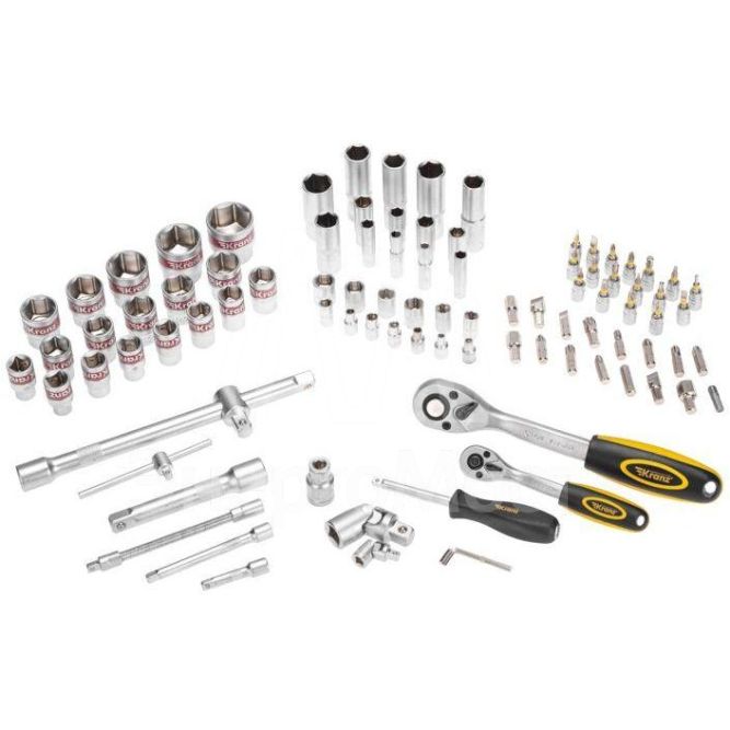 Набор инструментов 1/2 1/4 CrV 94 предмета пластик. кейс Kranz KR-66-6694