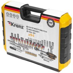 Набор инструментов 1/2 1/4 CrV 94 предмета пластик. кейс Kranz KR-66-6694