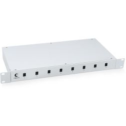 Кросс бокс оптический 19дюйм на 8 SC (LC duplex) со сплайс-кассетой и КДЗС (без пигтейлов и проходных адаптеров) FO-19-8SC Cabeus 7033c