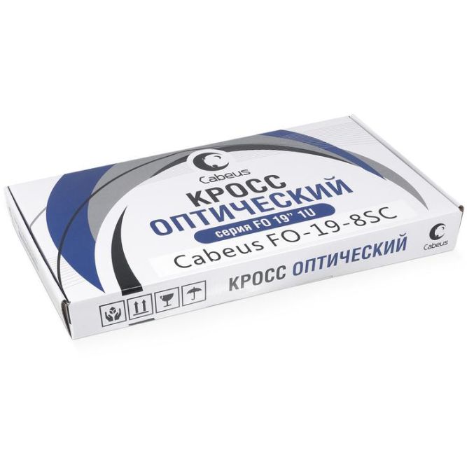 Кросс бокс оптический 19дюйм на 8 SC (LC duplex) со сплайс-кассетой и КДЗС (без пигтейлов и проходных адаптеров) FO-19-8SC Cabeus 7033c